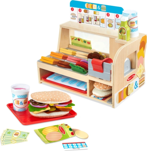 Melissa & Doug mostrador de sándwiches de madera con set Slice & Stack (52 piezas)