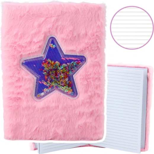 Cuaderno de felpa rosa A5 con confeti