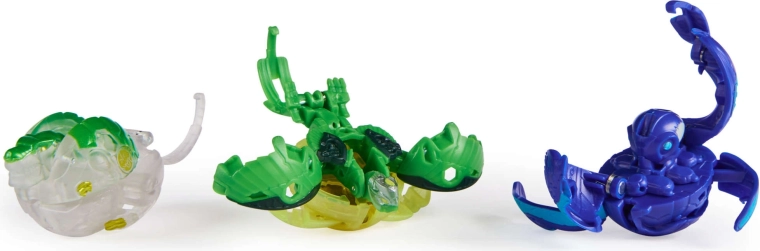 Tres figuras Bakugan transformables