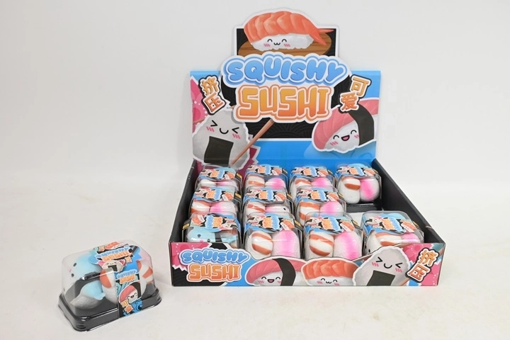 Juguetes antiestrés apretables de sushi en cajita (3 uds)