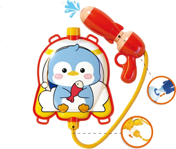 Pistola de agua con depósito para la espalda Pingüino
