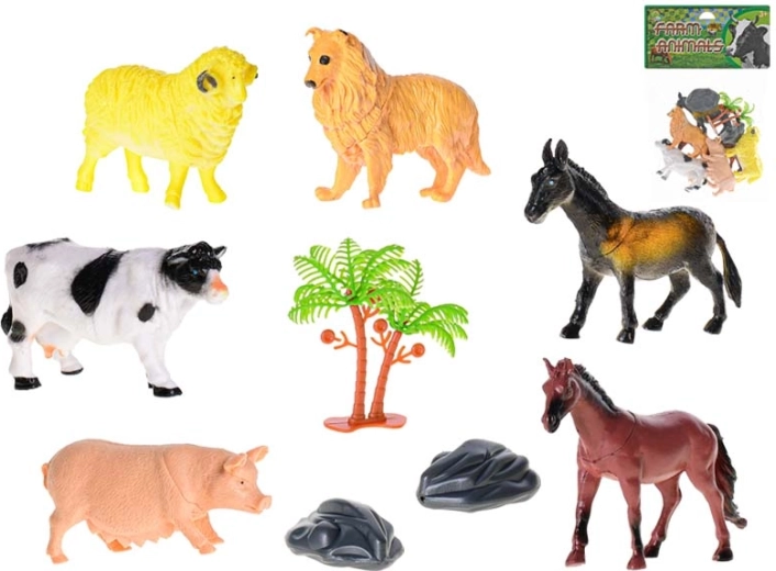 Set de animales de granja 8–10 cm, 6 uds. con accesorios