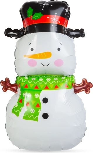 Globo de lámina navideño con forma de muñeco de nieve, 81 × 49 cm
