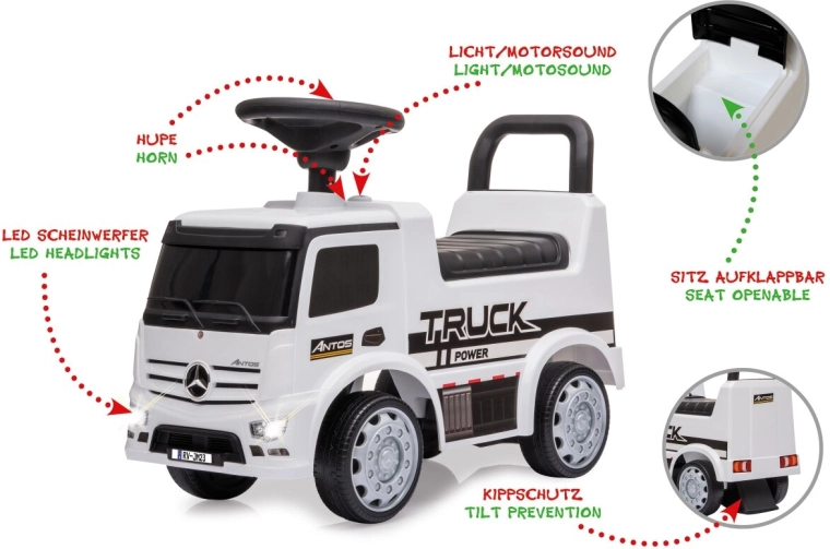 Correpasillos infantil Mercedes-Benz Antos 2 en 1 blanco