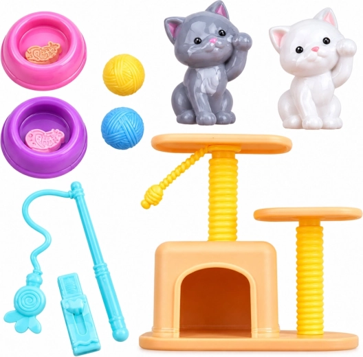 Rincón para gatitos: 2 gatitos, rascador y cuencos