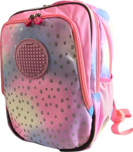 PIXIE CREW mochila escolar junior con motivo de corazón y huellas, rosa