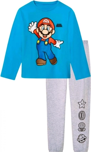 Pijama infantil Super Mario turquesa y gris