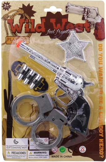 Set de vaquero pequeño sheriff con pistola, esposas y accesorios
