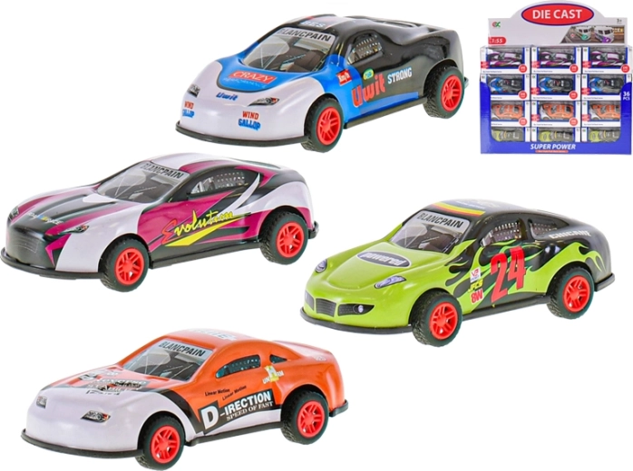 Coche metálico de 9 cm con mecanismo de retroceso, 1:55, 4 tipos
