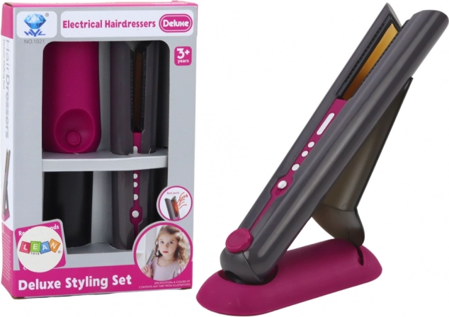 Juguete plancha para el cabello con soporte, luz y sonido