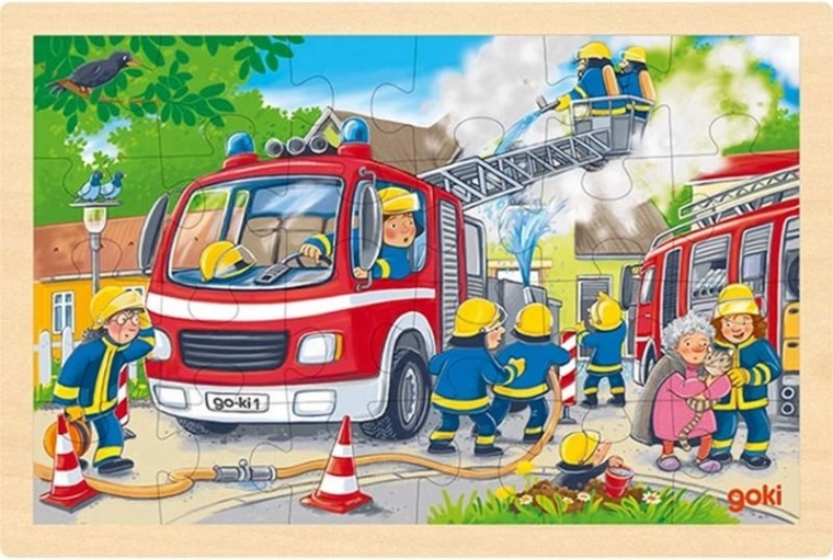 Puzle de madera Bomberos 24 piezas GOKI