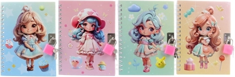 Cuaderno con candado con motivo de niña