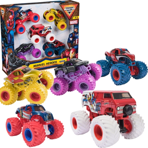 Monster Jam set de 5 mini monster trucks Marvel Heroes 1:64
