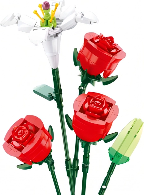 Sluban Flowers rosas con lirio – set de construcción de 267 piezas