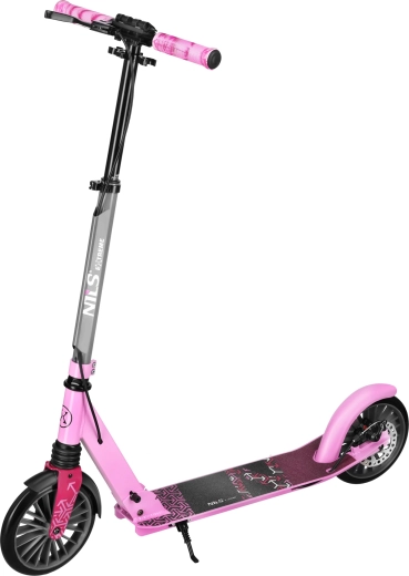 Patinete plegable NILS Extreme Lumia rosa 200 mm con suspensión y freno de disco