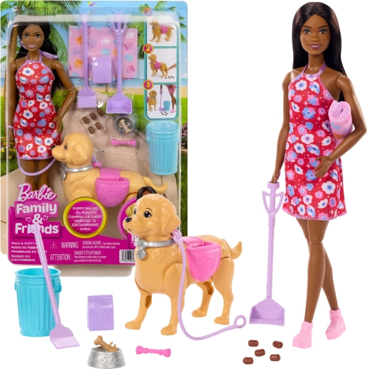 Barbie Brooklyn set para pasear con cachorrito y accesorios