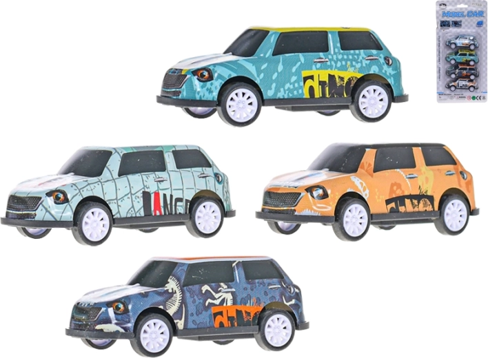 Set de coches todoterreno con retroceso 7,5 cm – 4 uds.