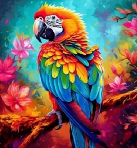 Norimpex Pintura por números Loro colorido con cresta 40 × 50 cm