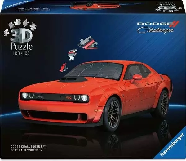 Puzle 3D Ravensburger Iconics: Dodge Challenger R/T Scat Pack Widebody – 108 piezas