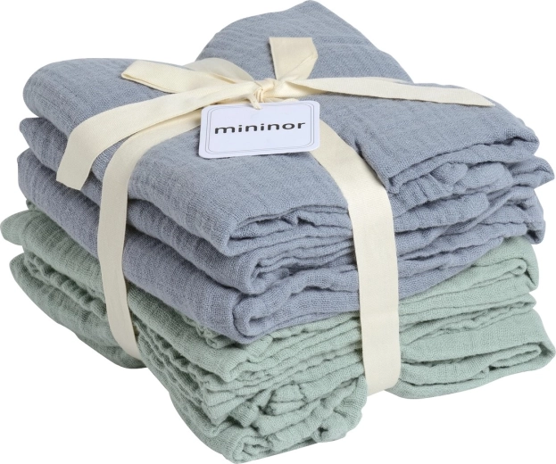 Pañales orgánicos de muselina Mininor Grey Seal/Willow Green (6 uds.)