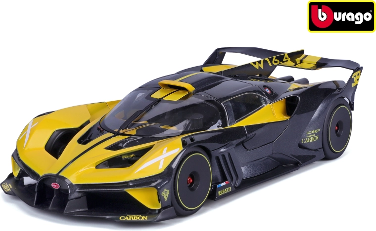 Modelo metálico Bburago Bugatti Bolide a escala 1:18 negro/amarillo