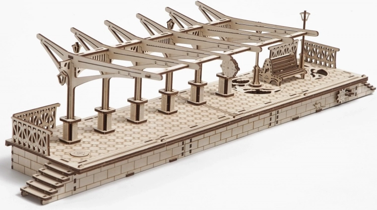 UGEARS rompecabezas mecánico 3D de madera: estación (196 piezas)