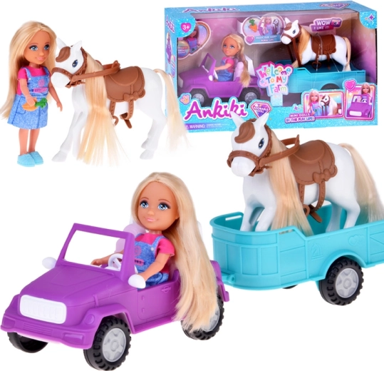 Set Ankiki de granjera con caballo, coche y remolque