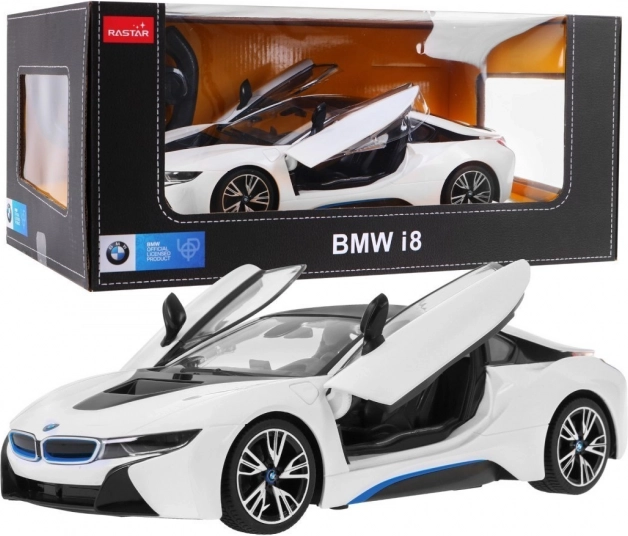 Modelo BMW i8 a control remoto 1:14 blanco de RASTAR, 2,4 GHz