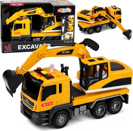 Camión con excavadora con luces, sonidos y tracción 1:14 - 1 pieza