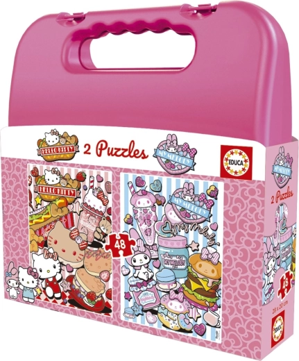 EDUCA Puzzle en maletín Hello Kitty y sus amigos 2 × 48 piezas