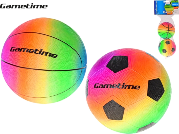 Balones arcoíris de fútbol y baloncesto de 10 cm, 2 uds en red