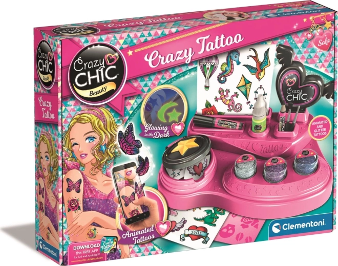 Crazy Chic set de tatuajes temporales con purpurina y AR