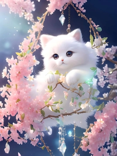 NORIMPEX pintura por números Gato blanco en una rama 40 × 50 cm