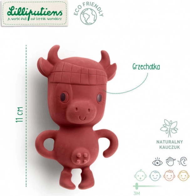 Lilliputiens sonajero multisensorial de caucho natural vaquita Rosalie eco 3 m+