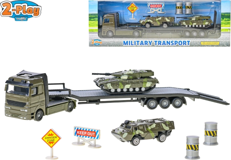 2-Play Traffic transportador militar con vehículos blindados 1:60