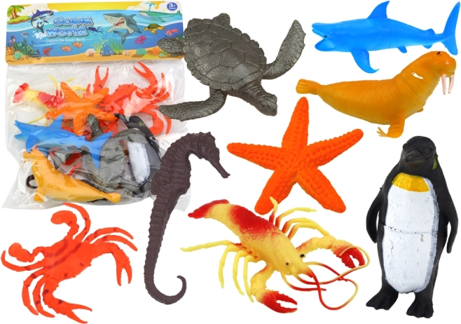 Juego de figuras de animales marinos, 10 piezas
