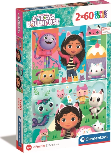 Puzle 2×60 piezas La casa de muñecas de Gabby