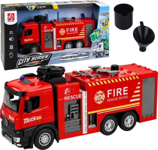 Camión de bomberos con función de pulverización de agua, luces y sonidos 1:12