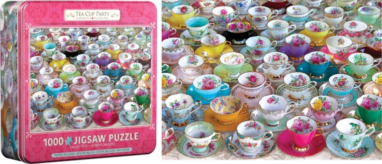 Puzzle en caja metálica Colección de tazas de té 1000 piezas EUROGRAPHICS