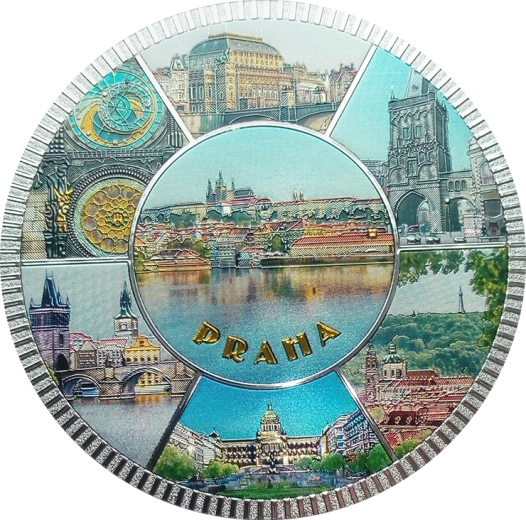 Imán con motivo de Praga 9 × 9 cm