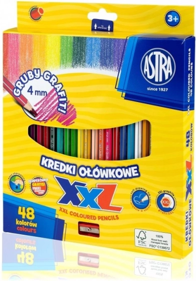 Lápices de colores ASTRA con mina XXL, 48 colores