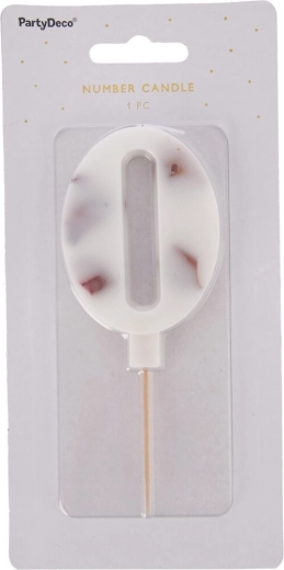 Vela para tarta con forma de flor número 0 blanca 8 cm