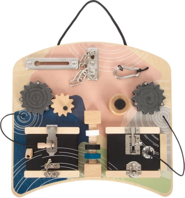 Tabla motriz Montessori con cerraduras y elementos giratorios small foot