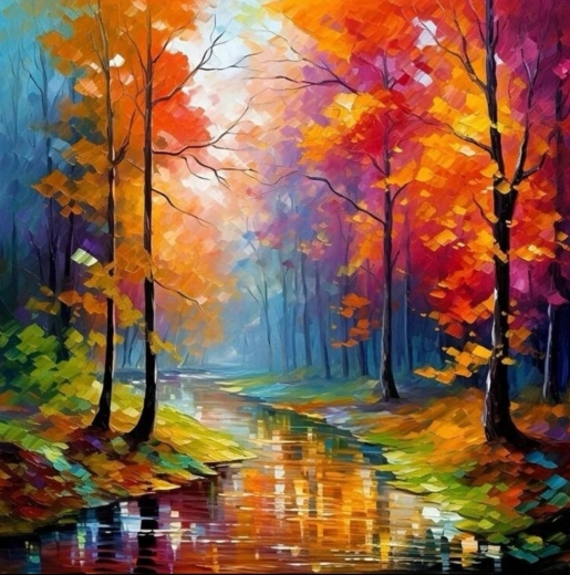 Pintura de diamantes Calma en el bosque 30 × 40 cm