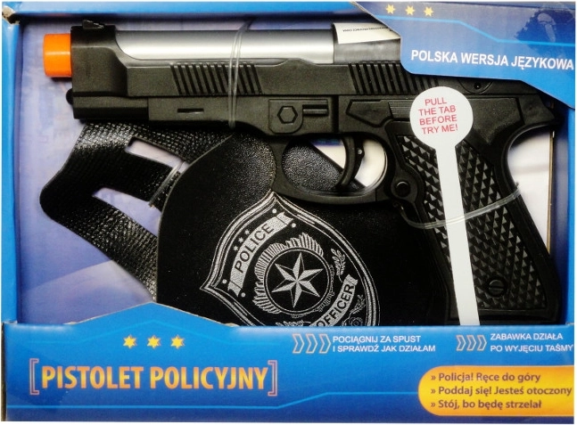 Pistola de policía con módulo de voz en polaco y funda