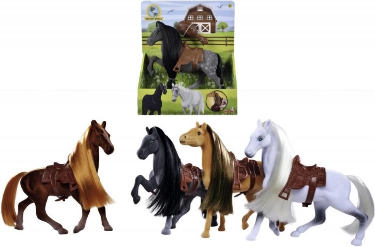 Juguete caballo 19 cm con silla y peine – NATURE WORLD