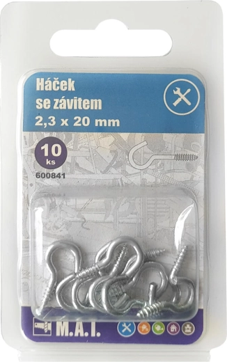 Gancho roscado galvanizado 40 × 2,8 mm, paquete de 10 uds.