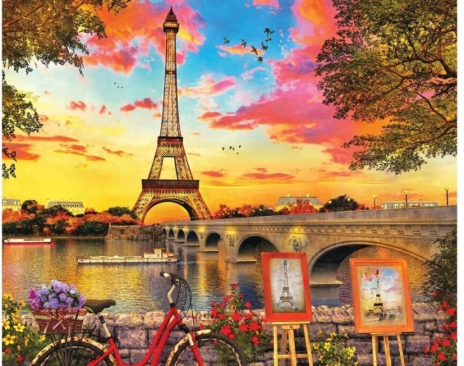 Bordado de diamantes (diamond painting) panorama de París – Torre Eiffel 40 × 30 cm - 1 pieza