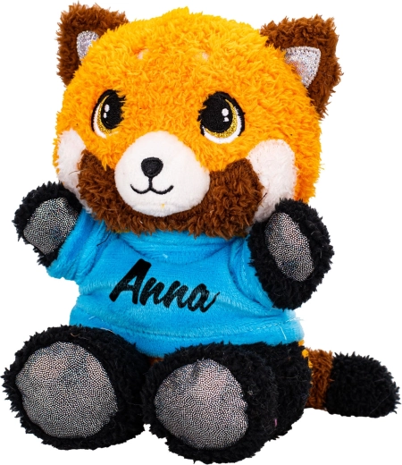 Panda de peluche roja de 17 cm con camiseta estampada
