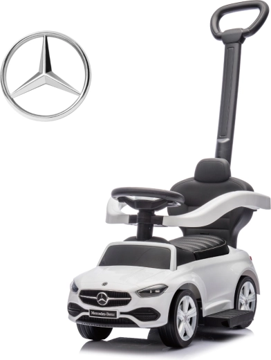 Correpasillos Milly Mally con mango de empuje Mercedes C-Class deluxe blanco